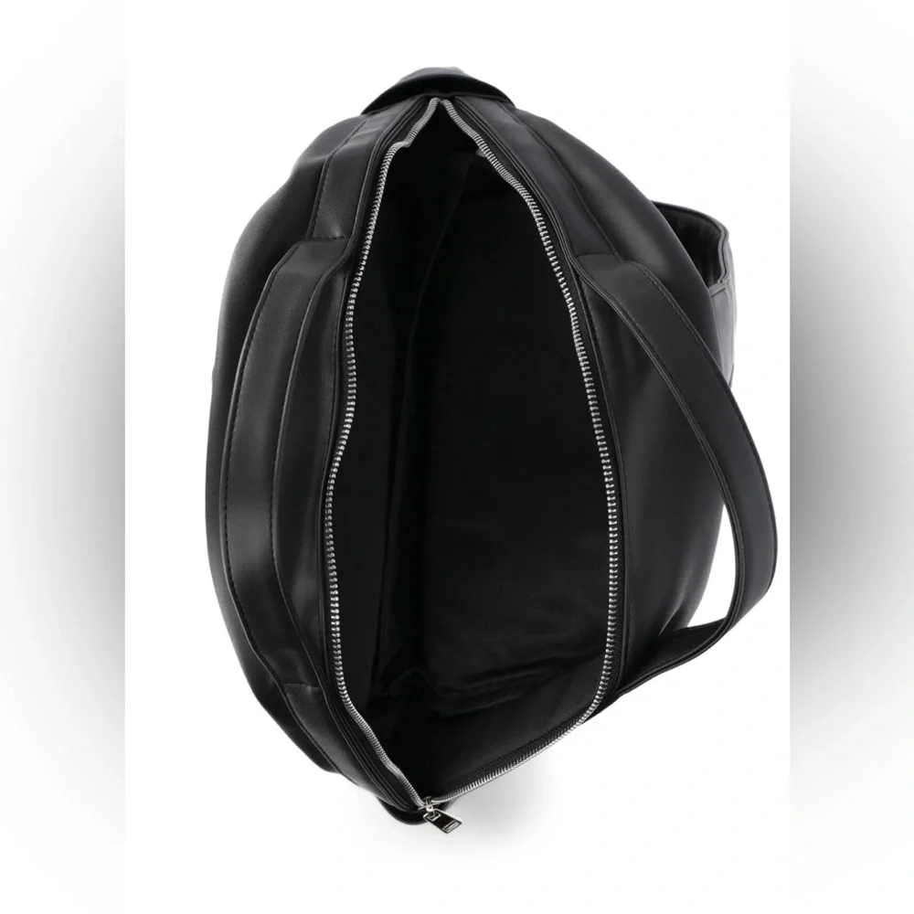 No Boundaries Black Faux Leather‎ Dome Backpack NWT Minimalist Chic